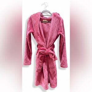 UGG Pink Hooded Plush Robe With Belt Size S